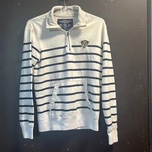 American Eagle pullover sweater white and black striped, men's small